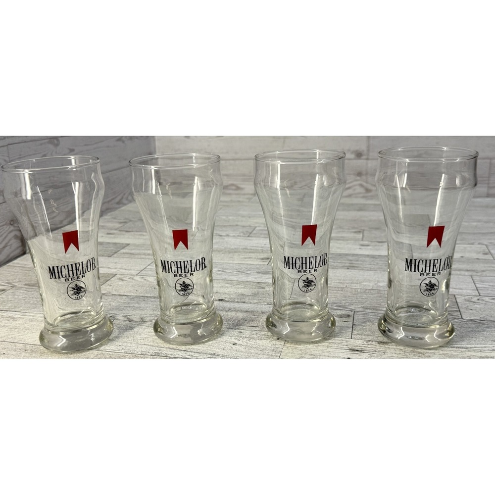 Lot of 4 Vintage Michelob Pilsner‎ Beer Glass Glasses 5 7/8" Tall Z